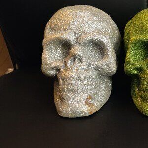 3 Lightweight 5' x4' Glitter Skulls (Green, Glack and Silver)